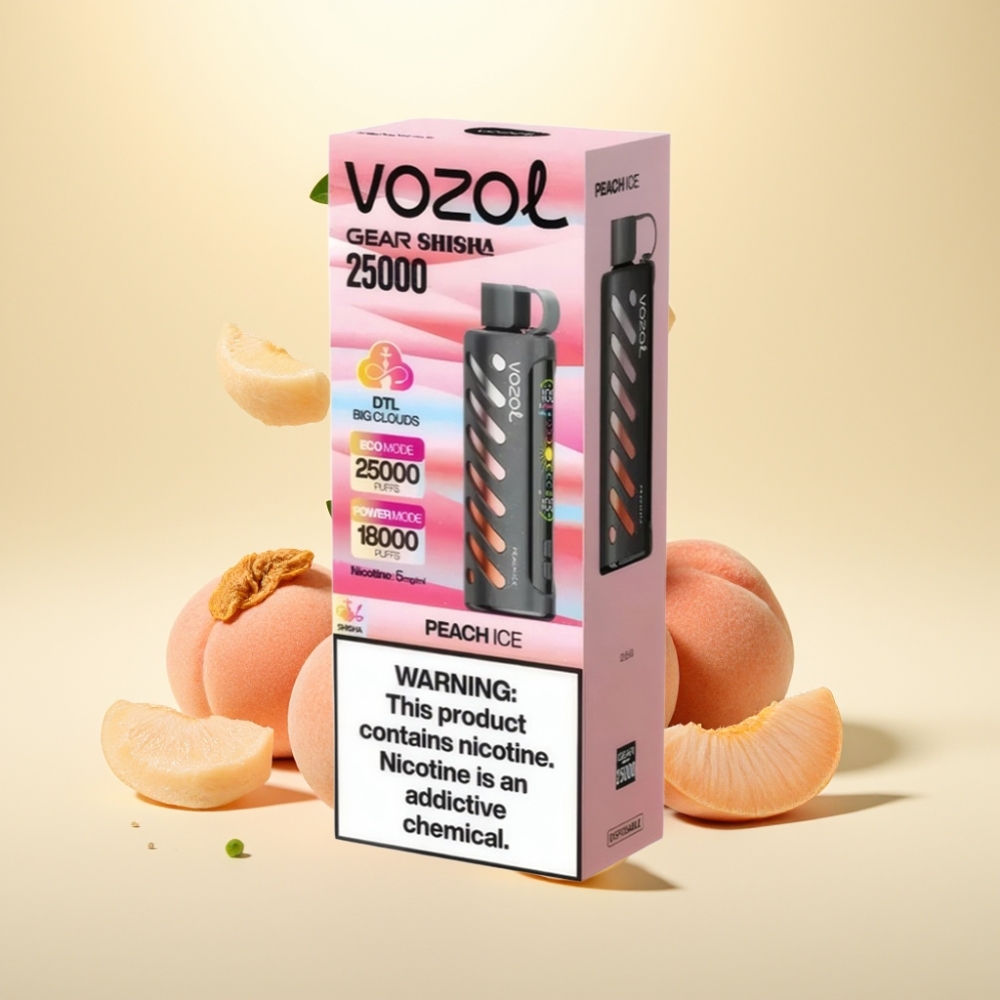 VOZOL Gear Shisha 25000 Puffs Peach Ice Dual Mesh S.i.L.C Tech 1000mAh