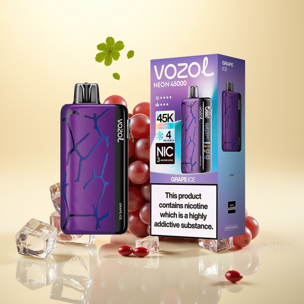 Vozol Neon 45K 45000 Puffs Disposable Vape Gheață de Struguri cu Airflow Reglabil și Baterie Reîncărcabilă