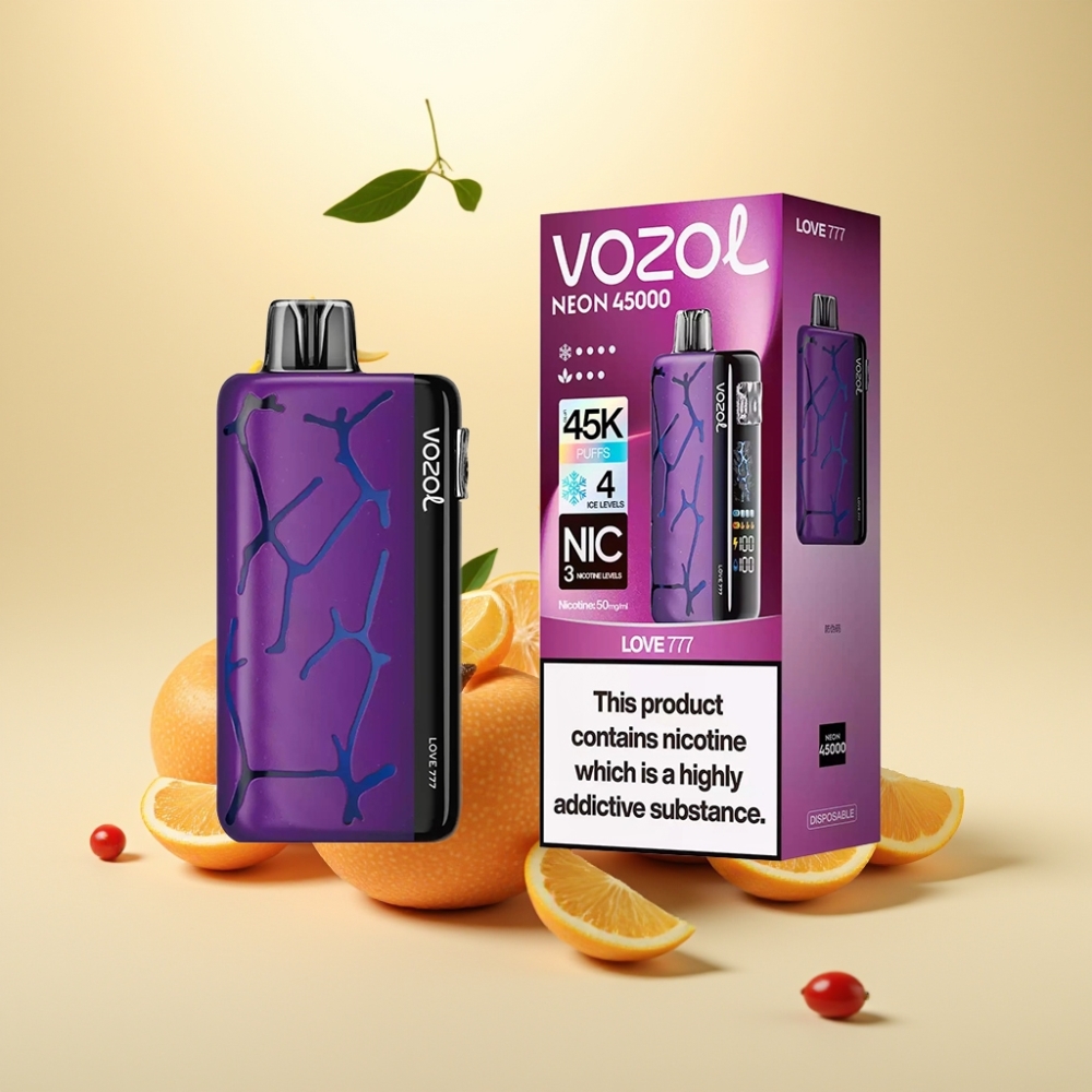 Vozol Neon 45K 45000 Pufuri Disposable Vape Amor 777 cu Ice Reglabil și Airflow Reglabil