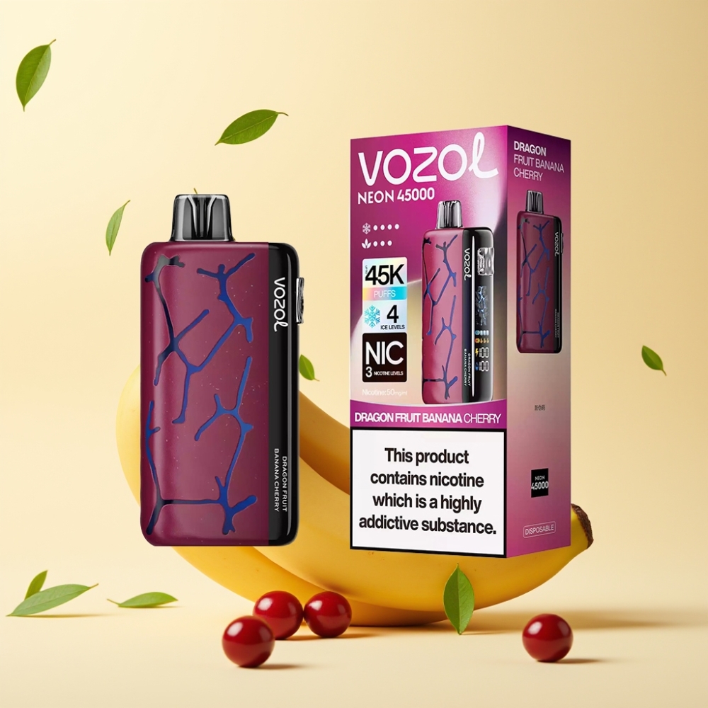 Vozol Neon 45K 45000 Pufuri Disposable Vape Fruct de Dragon Banane Cireșe Gheață Reglabilă Aer Reglabil
