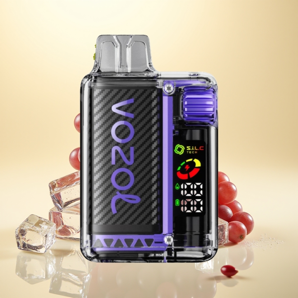 VOZOL Vista 20000 Puffs Reîncărcabil cu OLED și S.i.L.C Tech Dual Mesh Coil, Gheață de Struguri